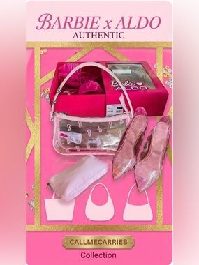 🛍️ALDO X Barbie Pink Clear Heels with Matching Pink Clear Shoulder Bag